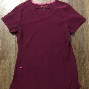 Burgundy Heartsoul scrub top